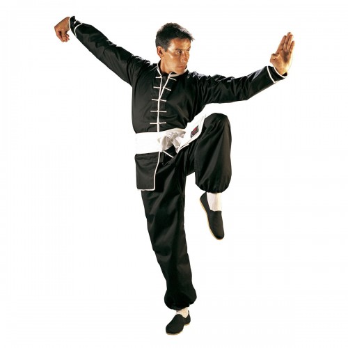 Uniforme Kung Fu. Negro-Ribete Blanco