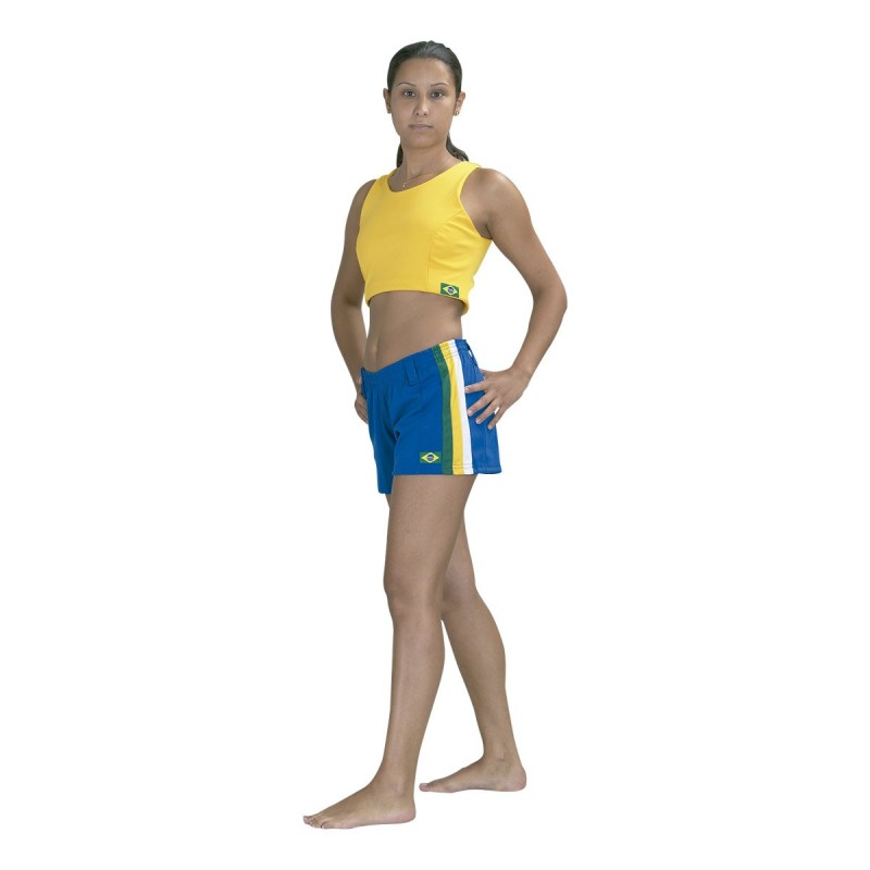 Capoeira Short. Blue, green/ yellow/ white. 