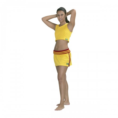 Capoeira Skirt. Yellow with red stripes.